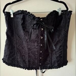 Black Lace-Up Corset Top